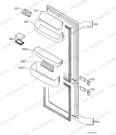 Взрыв-схема холодильника Electrolux ERN2431 - Схема узла Door 003