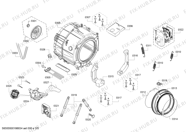 Схема №4 WAT286B8SN с изображением Наклейка для стиральной машины Bosch 00636750