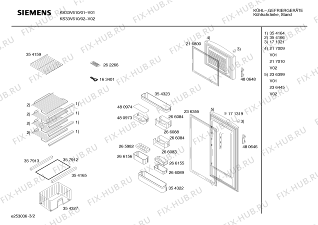 Взрыв-схема холодильника Siemens KS33V610 - Схема узла 02