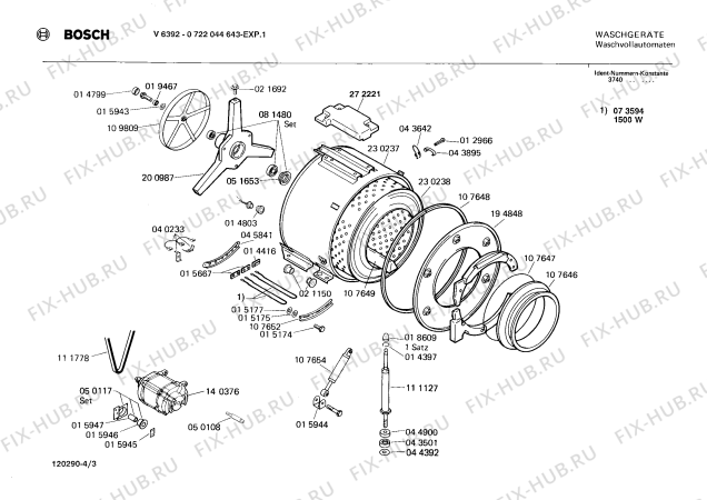 Взрыв-схема стиральной машины Bosch 0722044643 V6392 - Схема узла 03