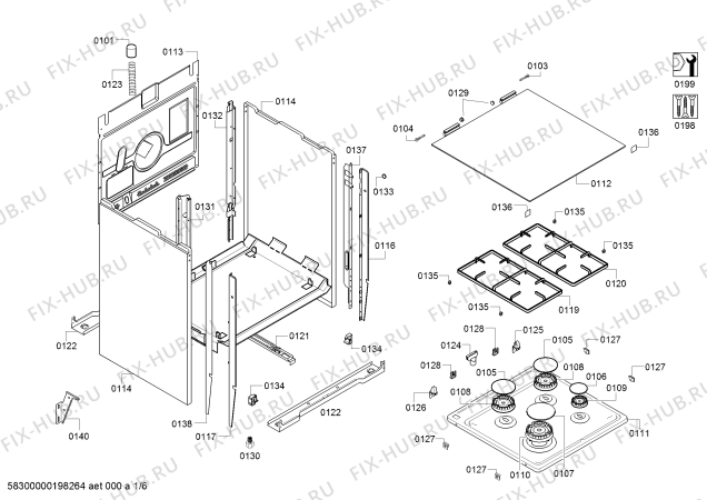 Схема №6 HGG233121R с изображением Панель управления для плиты (духовки) Bosch 00702894