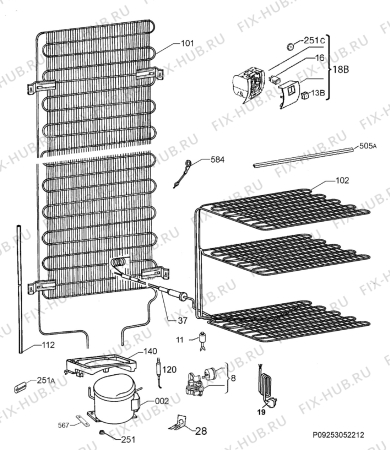 Взрыв-схема холодильника Rex Electrolux RN3610ADW - Схема узла Cooling system 017