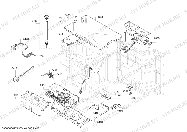 Схема №6 TCC78K750A с изображением Панель для электрокофеварки Bosch 00676862