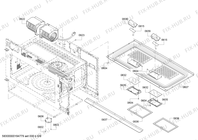 Схема №5 HMV5052C Bosch с изображением Решетка для свч печи Bosch 00792459