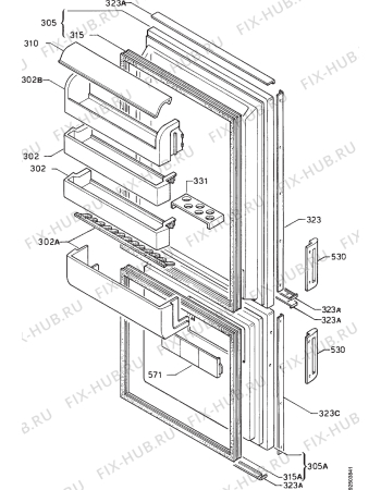 Взрыв-схема холодильника Zanussi ZFC22/1L - Схема узла Door 003