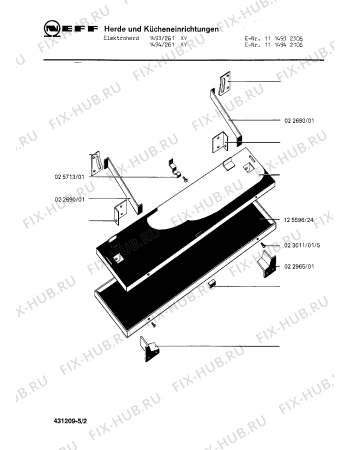 Взрыв-схема плиты (духовки) Neff 1114932306 1493/261XY - Схема узла 02