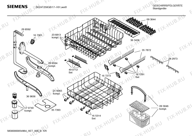 Взрыв-схема посудомоечной машины Siemens SE24T250GB - Схема узла 06