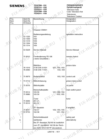 Схема №15 FS337M4 с изображением Инструкция по эксплуатации для телевизора Siemens 00531300