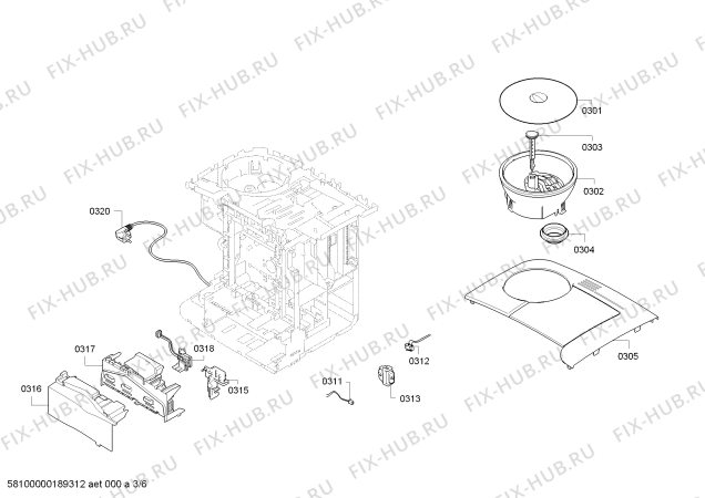 Схема №4 TES65539RU VeroAroma 500 с изображением Модуль управления, запрограммированный для кофеварки (кофемашины) Bosch 12008600
