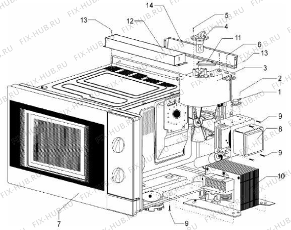 Взрыв-схема микроволновой печи Gorenje MIO1870EM (161606, EM18NB1) - Схема узла 06