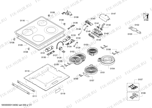 Схема №1 NKN675T14D с изображением Дисплейный модуль для плиты (духовки) Bosch 00657719