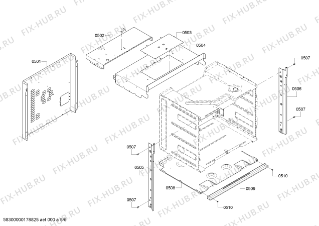 Взрыв-схема плиты (духовки) Bosch HBL5451UC Bosch - Схема узла 05