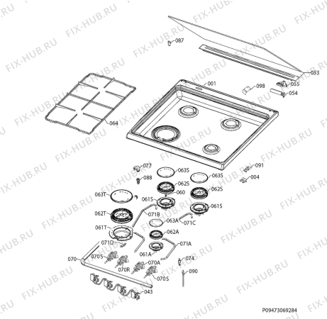 Взрыв-схема плиты (духовки) Rex Electrolux RKK6130AOX - Схема узла Hob