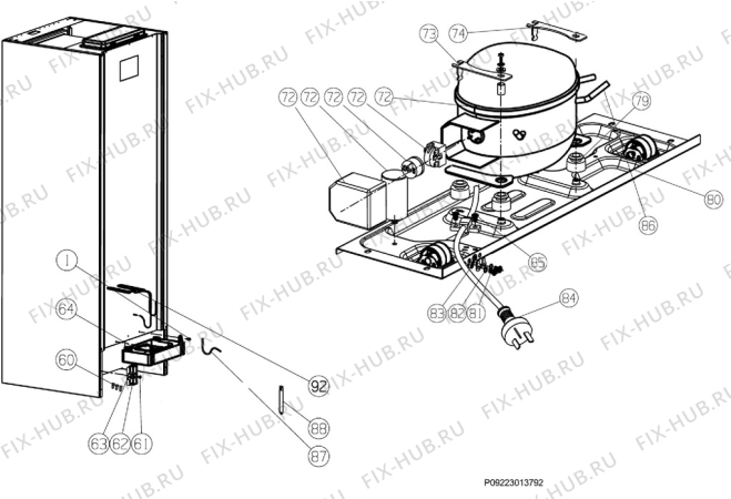 Взрыв-схема холодильника Zanussi ZFU622FWO - Схема узла Cooling system 017