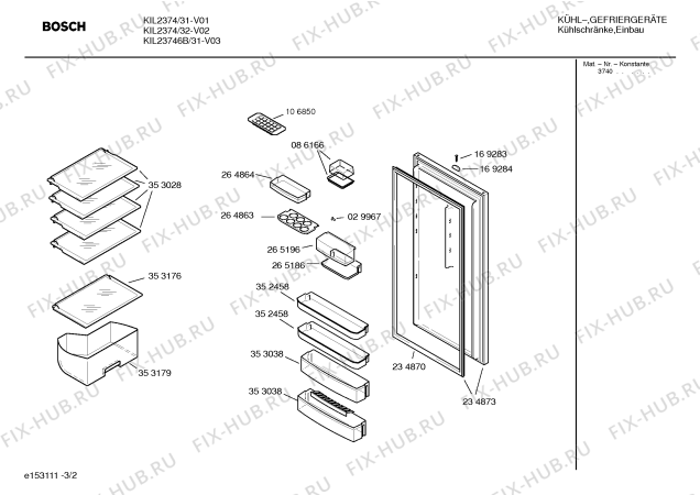 Взрыв-схема холодильника Bosch KIL2374GB - Схема узла 02