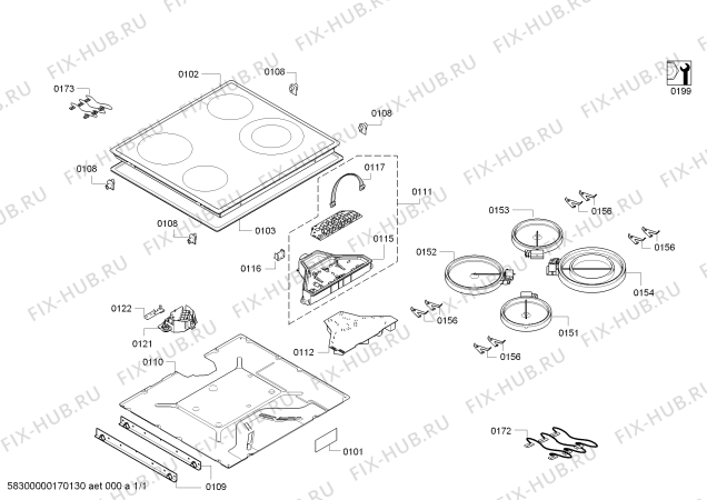 Схема №1 PKF646F17 с изображением Стеклокерамика для плиты (духовки) Bosch 00689516