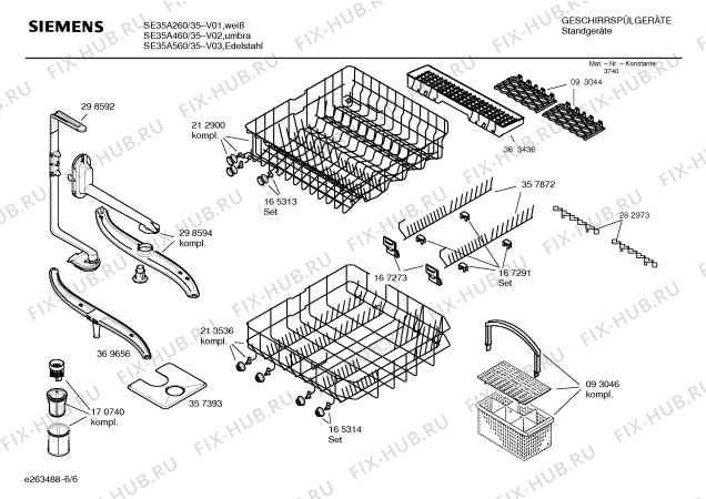 Взрыв-схема посудомоечной машины Siemens SE35A560 - Схема узла 06