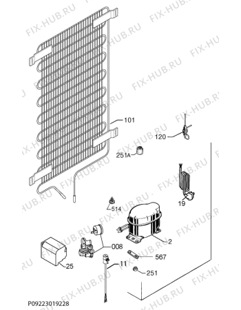 Взрыв-схема холодильника Ikea DJUPFRYSA 20376078 - Схема узла Cooling system 017