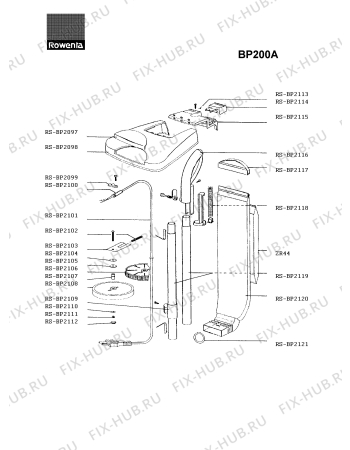 Схема №1 BP100B с изображением Пружина для электропылесоса Rowenta RS-BP2077