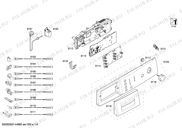 Схема №3 WAE16123IT с изображением Панель управления для стиральной машины Bosch 00675319