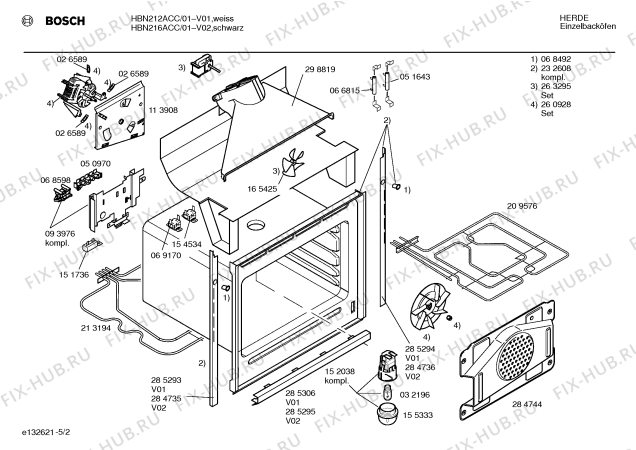 Взрыв-схема плиты (духовки) Bosch HBN216ACC - Схема узла 02