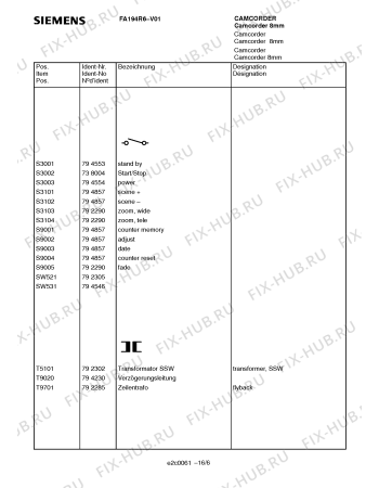 Схема №10 FA194R6 с изображением Сервисная инструкция для духового шкафа Siemens 00535582