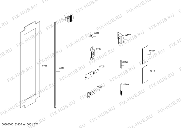 Схема №5 T24ID800RP с изображением Дверь для холодильника Bosch 00713641