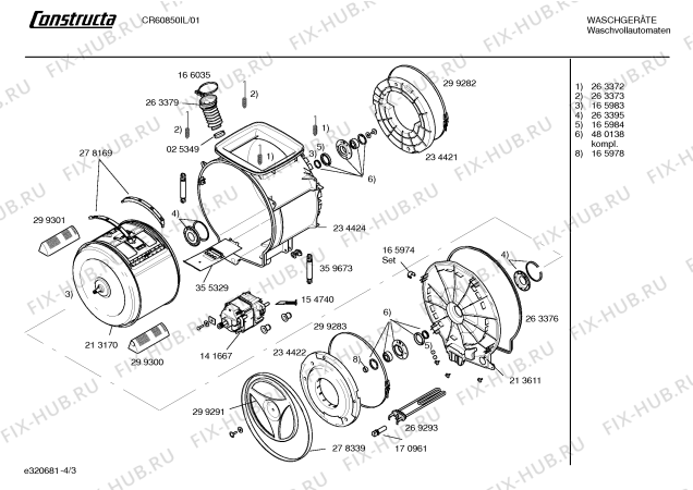 Схема №4 CR60850IL с изображением Инструкция по эксплуатации для стиральной машины Bosch 00527904