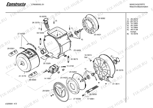 Схема №4 CR60850IL с изображением Таблица программ для стиралки Bosch 00527902