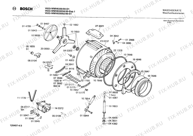 Взрыв-схема стиральной машины Bosch WMV633034 V633 - Схема узла 03