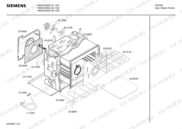 Схема №4 HM22330NL Siemens с изображением Инструкция по эксплуатации для плиты (духовки) Siemens 00529468