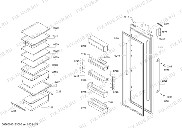 Схема №3 KSV36BW30 с изображением Панель для холодильника Bosch 00745769