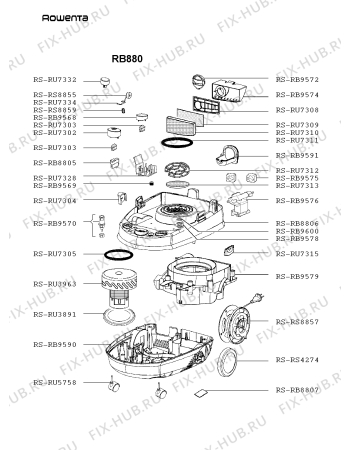 Взрыв-схема пылесоса Rowenta RB880 - Схема узла RB880ES_.__2