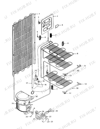 Взрыв-схема холодильника Tricity Bendix EBD9W - Схема узла Cooling system 017