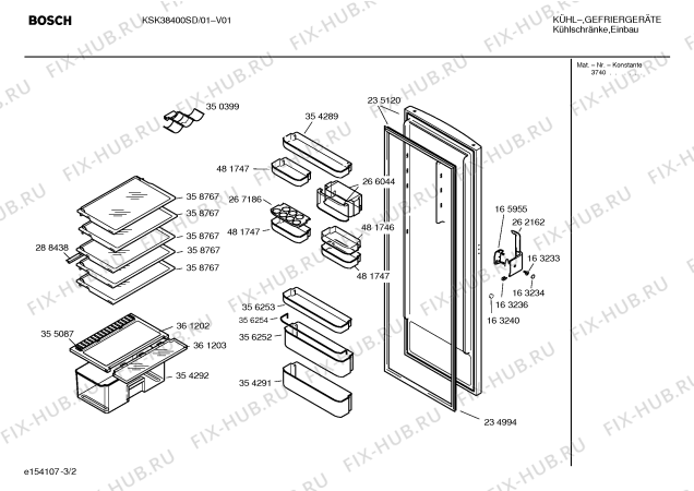 Взрыв-схема холодильника Bosch KSK38400SD - Схема узла 02