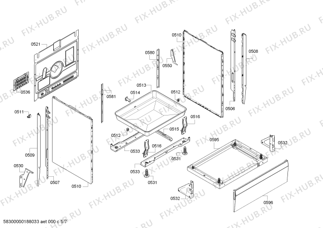 Взрыв-схема плиты (духовки) Bosch HCA748320U - Схема узла 05