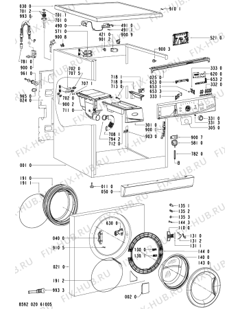 Схема №2 AWO/D 7510 с изображением Модуль (плата) для стиральной машины Whirlpool 481221470207