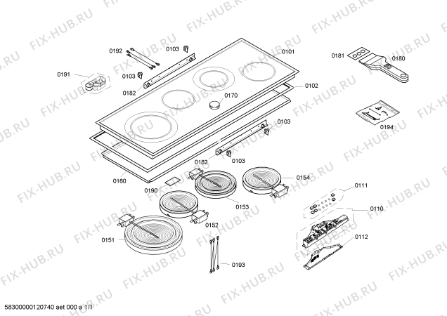 Схема №1 CE490210 с изображением Стеклокерамика для печи Bosch 00477887