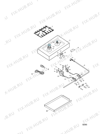 Взрыв-схема плиты (духовки) Indesit BB20A (F040743) - Схема узла