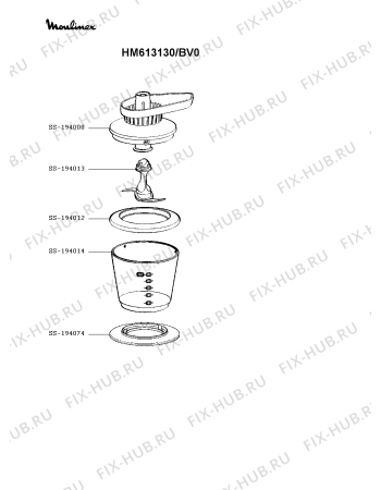 Взрыв-схема блендера (миксера) Moulinex HM613130/BV0 - Схема узла IP004444.2P3