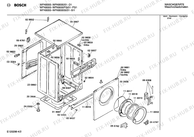 Схема №3 WFK6000FG WFK6000 с изображением Панель для стиралки Bosch 00119545