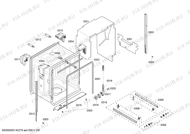 Взрыв-схема посудомоечной машины Bosch SHX45P01UC - Схема узла 03