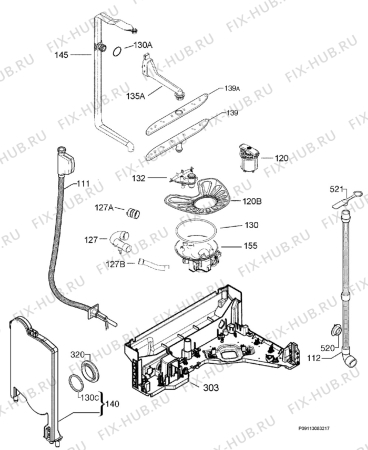 Взрыв-схема посудомоечной машины Zanussi ZDV12001FA - Схема узла Hydraulic System 272