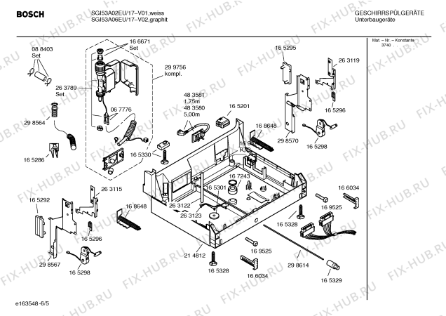 Взрыв-схема посудомоечной машины Bosch SGI53A06EU - Схема узла 05