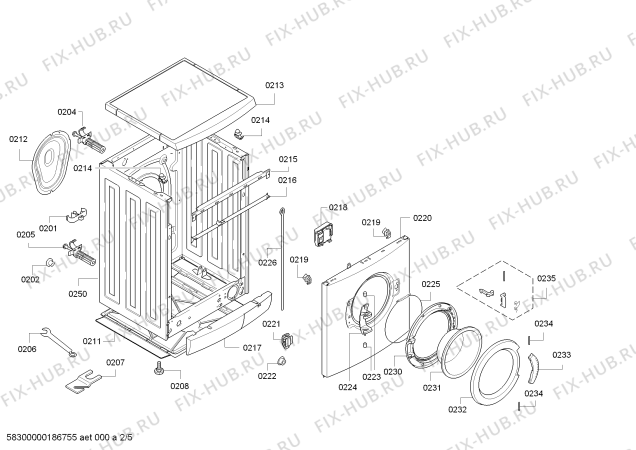 Взрыв-схема стиральной машины Bosch WAE24261GB - Схема узла 02