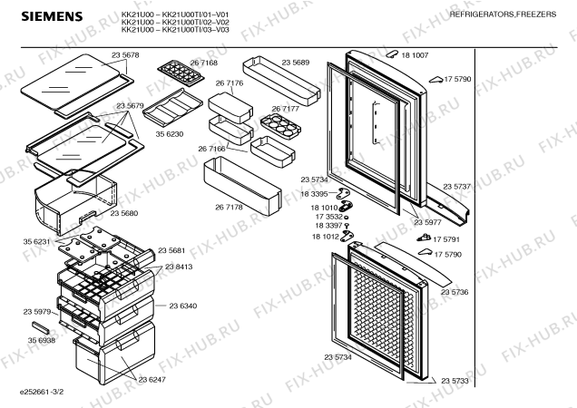 Взрыв-схема холодильника Siemens KK21U00TI - Схема узла 02