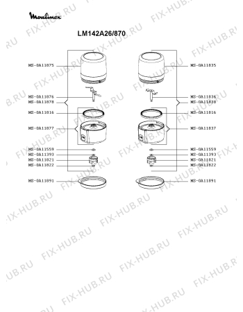 Взрыв-схема блендера (миксера) Moulinex LM142A26/870 - Схема узла JP004606.3P3