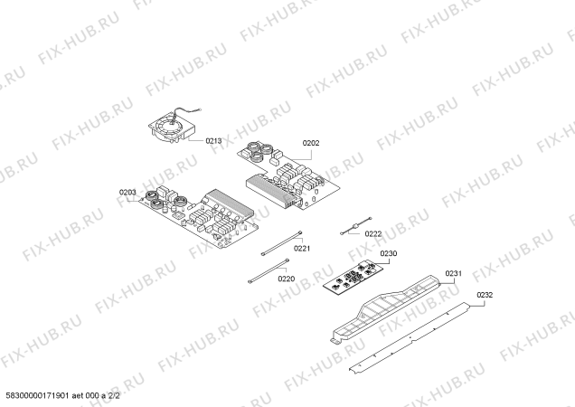 Взрыв-схема плиты (духовки) Bosch PIB601N27E IH6.1 - Standard + brater - Схема узла 02