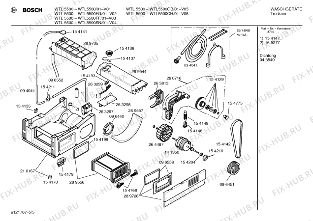 Взрыв-схема сушильной машины Bosch WTL5500FG WTL5500 - Схема узла 05