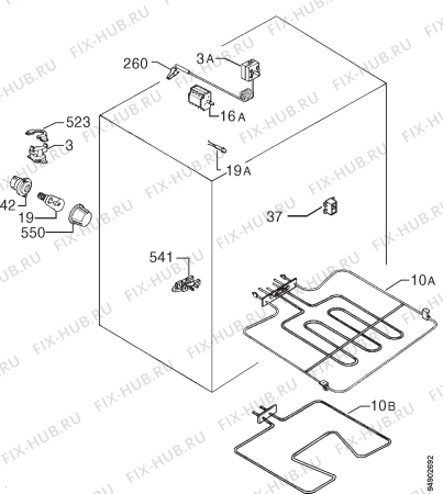 Взрыв-схема плиты (духовки) Zanussi ZHN723X - Схема узла Electrical equipment 268